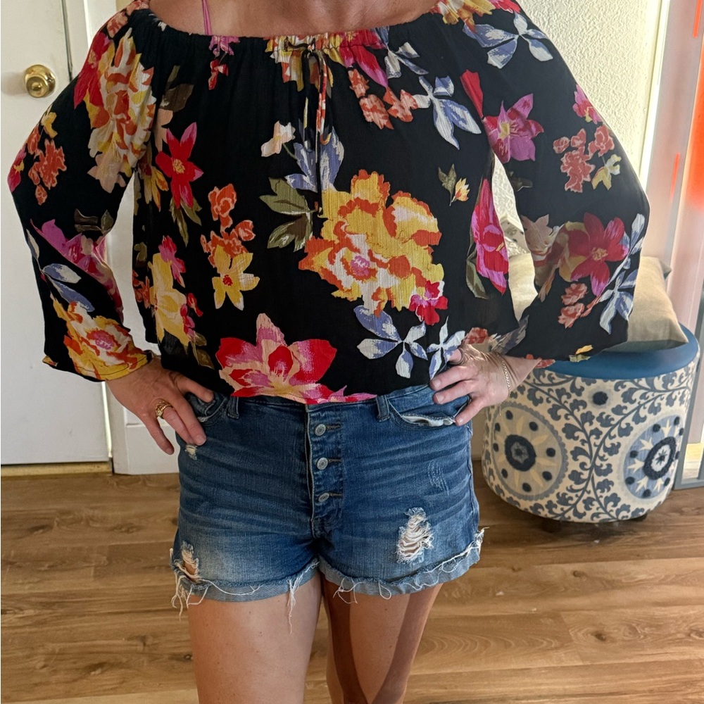 Floral Long off shoulder Sleeve Blouse- NWOT Rip Curl sold out!